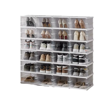 TONGLING Xh-32 Étagère à chaussures classique en plastique PS brillant épais, transparente, anti-poussière, pliable, pour la maison, capacité 5 kg