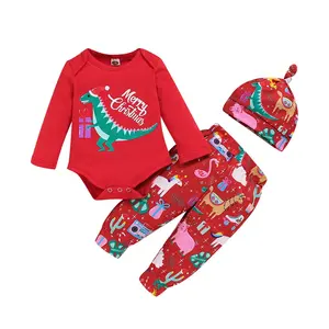 Newborn Baby Girl Christmas Clothes Outfits Infant Romper Cartoon Pants Cute Toddler Baby Girl Clothes Gifts Set
