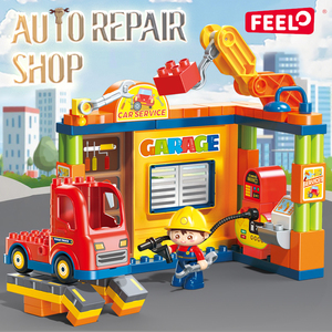 FEELO FL42030 Taller de reparación de automóviles 82 piezas Juego de bloques de construcción grandes para niños Juguete educativo Bloques de construcción clásicos - Product Image 1