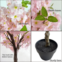 Pohon bunga Sakura buatan, tanaman Sakura imitasi untuk dekorasi rumah lanskap taman 90cm