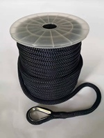 Cordon de sécurité pour ancrage de bateau en polyester de la marque Hitech Rope Factory, double tressage, pour quai et emballage.