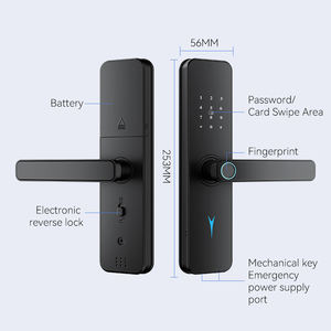 ब्लैक फिंगरप्रिंट पासवर्ड ट्यूया वाईफाई स्मार्ट होम डोर लॉक लकड़ी के लिए लकड़ी/एल्यूमीनियम दरवाजे एल्यूमीनियम मिश्र धातु सामग्री - Product Image 6