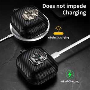Criativo Rotate Metal Crânio Trava Interruptor Fone De Ouvido Caso Para Samsung Galaxy Buds 3 Pro / Buds 3 Fibra De Carbono TPU Capa Protetora - Product Image 2