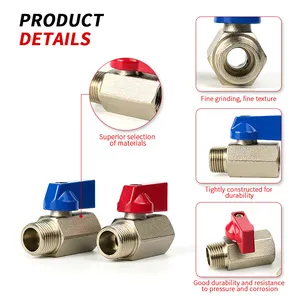 Factory Supply Brass Primary Color Inside And Outside Teeth Hexagonal Copper Ball Valve Copper Manual Mini Ball Valve