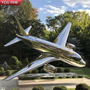 Sculpture d'avion en acier inoxydable City Plaza moderne d'extérieur