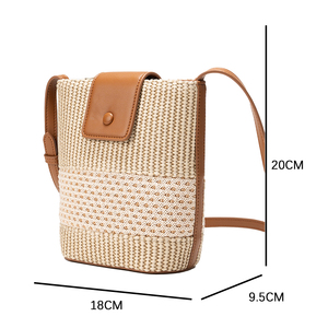 Sac bandoulière en paille tressée, sac seau messager avec sangle réglable, idéal pour l'été, les voyages et le quotidien des femmes - Product Image 6