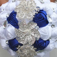 Nouveau bouquet de fleurs en soie florales pour Noël, Pâques et la remise des diplômes 2024 avec ruban en satin et cristaux