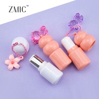 Mini tube de rouge à lèvres rose et vert mignon avec porte-clés et breloque, contenant vide pour baume à lèvres, pot en plastique pour teinte à lèvres pour enfants
