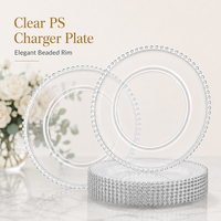 Assiettes en plastique transparentes de luxe lavables et réutilisables avec perles argentées pour gâteaux, desserts et apéritifs – Idéales pour fêtes, mariages et événements