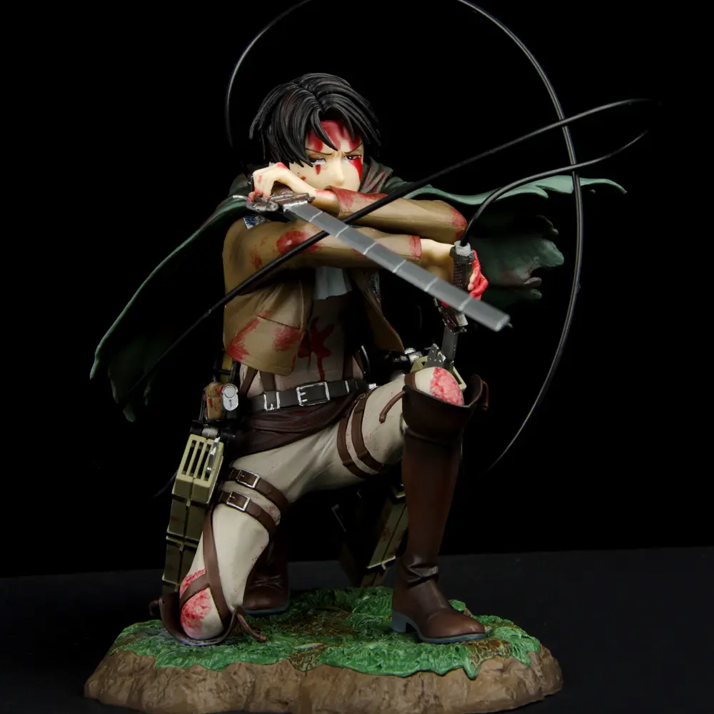 Figuras de acción de Anime Attack on Titan, figuras de acción de vinilo Kneeling Levi, Fortitude de combate, decoración de escritorio, modelo de muñecos de juguete