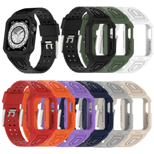 Pour <span class=keywords><strong>Apple</strong></span> <span class=keywords><strong>Watch</strong></span> Ultra 5 6 7 <span class=keywords><strong>8</strong></span> étui de protection robuste 49mm antichoc armure TPU bracelet de montre intégré - Product Image 1
