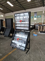 Présentoir rotatif moderne pour cartes avec éclairage LED, rail repositionnable, construction en métal et acrylique pour la vente au détail et en gros