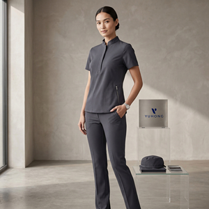 Uniformes de hospital YUHONG premium elásticos, de secado rápido y antibacterianos para uso clínico, conjuntos de uniformes médicos de corte moderno. - Product Image 5