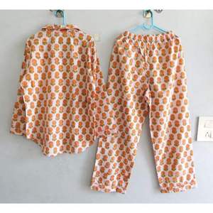 Floral Printed Women Night Suit 100% Cotton Long Sleeve Woven Shirt and <b>Pants</b> Soft Breathable Comfortable Summer Pajama Set - Product Image 5