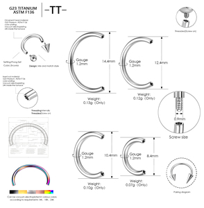 Boucles d'oreilles classiques en titane ASTM-F136 plaqué or G23, bijoux de piercing corporel en titane de qualité implantable, anneau d'oreille - Product Image 6