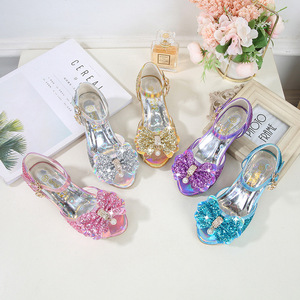 2026 New Summer Princess Shoes for Girls Kids <b>Sandals</b> for Baby Girls Anti-slip High Heels with Bowknot for Big Kids - Product Image 4