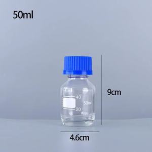 स्क्रू ब्लू ऑरेंज कैप के साथ परीक्षण प्रयोगशाला के लिए 100 मिलीलीटर 250 एमएल 500 एमएल पारदर्शी पैमाने लैब ग्लास स्टोरेज बोतल (स्क्रू कैप) - Product Image 4