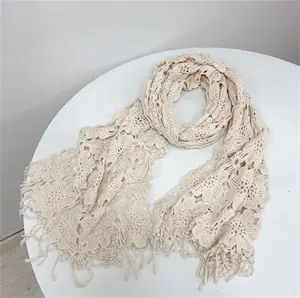 Sz792 Thời Trang 2024 Tất Cả Các Mùa Handmade Kết Thúc Tốt Đẹp Hình Chữ Nhật Bọc Đan Crochet Dài Khăn Cho Bán Buôn