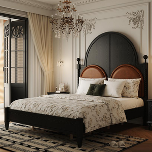 Cama Doble Tapizada Estilo Nube, Construcción de Madera Maciza Americana, Estética Moderna, Inspiración Retro Francesa para el Dormitorio Principal - Product Image 4