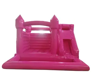 Inflatable Pink Bounce House Rental Jumping Bouncy White Wedding Castle House Jumper Bouncer With Ball Pit