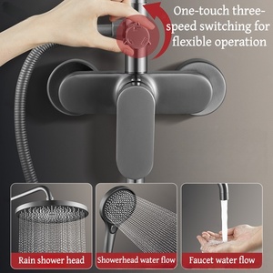 Luxuriöses, modernes Messing-Handbrause-Set mit Gleitstange, Jet- und Regendusche, wandmontiert, 3 Funktionen, Keramik, Hotelqualität, sanft - Product Image 5