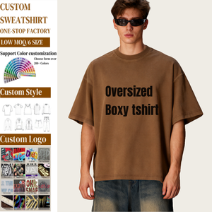 TKAN441 T-shirt Streetwear Hip Hop Mode Personnalisé Imprimé en Coton Lourd Imprimé Graphique Coupe Boxy Oversize - Product Image 1