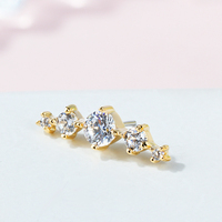 Toposh Bisel Set CZ Forma redonda Push Pin Threadless Labret Ear Lip Threadless Pin Studs Piercing Jewelry