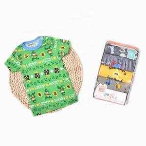 Groothandel Mode lente korte mouw pasgeboren baby t-shirt met Snaps Knop