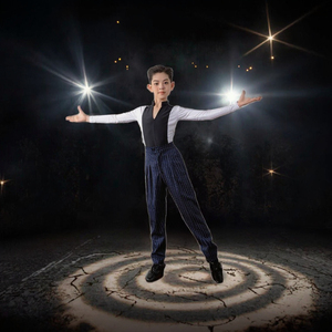 Set da ballo latino classico e versatile, popolare, con top a maniche lunghe color block per bambini e ragazzi, in modal/cotone, per pratica di Salsa e <span class=keywords><strong>Jazz</strong></span> - Product Image 3