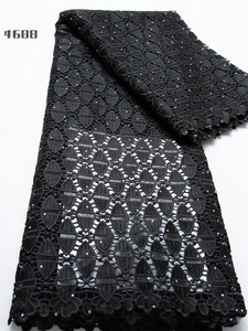 Tessuto in <span class=keywords><strong>pizzo</strong></span> guipure <span class=keywords><strong>nero</strong></span> africano Kalume 4688, solubile in acqua, con ricamo traforato, per Abaya, abito da donna musulmana - Product Image 3