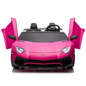 pink 24v lamborghini Aventador SV toy car with rubber tires car