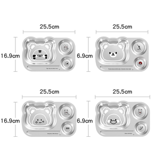 Conjunto de Louça de Metal em Forma de Animal de Desenho Animado, Prato de Aço Inoxidável 304 para Jantar em Creche Infantil - Product Image 5