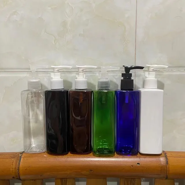 Hengjian 250ミリリットルプラスチックローションポンプ角瓶ホテルシャンプーとヘアケア条件バスシャワー化粧品包装