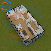 WinFair Luxe 40Ft Mobile Pliant Expansible Préfabriqué Petite Maison Expédition 2 Chambre Conteneur 40 Pieds Haute Cube Maison Modèle