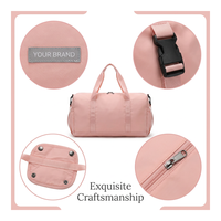 Sac de voyage rose pastel de style japonais, multi-poches, léger, avec bandoulière réglable, idéal pour l'école, l'université, le collège, style simple