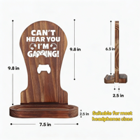 Support en bois pour casque, accessoires pour salle de jeu, support en bois pour casque et manette, support pour casque et manette de jeu