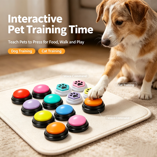 Custom Pet Doggy Speech Voice Answering Recording Recordable Animal Dog Sound Training Smart Talking Buttons Buzzers Toy Button