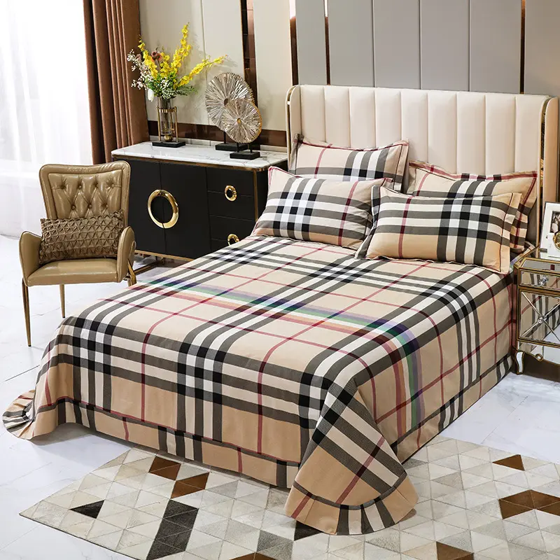 Modern Design Flat Bed Sheet Aesthetic Skin-Friendly Queen Size Bedspread Bed Cover For Home
