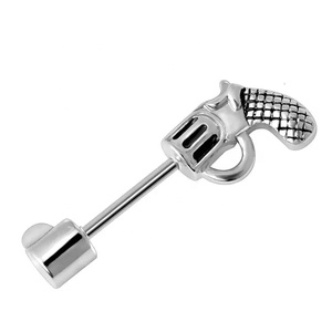Anillo piercing para pezón en forma <span class=keywords><strong>de</strong></span> pistola <span class=keywords><strong>de</strong></span> acero inoxidable, joyería para el cuerpo, venta al por mayor - Product Image 2