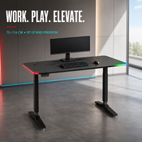 Bureau de jeu électrique réglable en hauteur à moteur unique AOR, surface en fibre de carbone, certifié CE RoHS, vente en gros usine