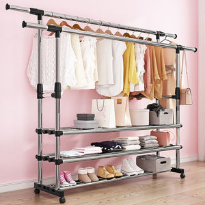 Stainless steel extendable <b>clothes</b> drying <b>rack</b>, floor-standing, suitable for bedroom, home use, balcony, and simple <b>clothes</b> - Product Image 4