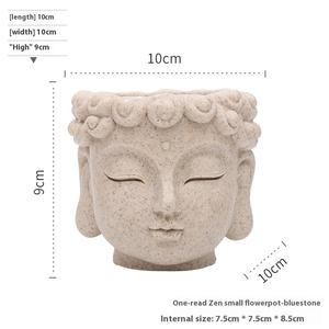 Ornement de pot de fleur en pierre d'imitation simple et créatif Zen jardin paysage plante verte décoration tête de bouddha moules de vase en pot - Product Image 6