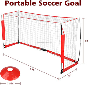 Gol da calcio in rete da calcio per cortile con telaio a prua, Base in metallo pieghevole e <span class=keywords><strong>15</strong></span> coni da allenamento - Product Image 2