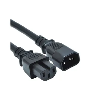 IEC 60320 C14 Male Plug to C15 Female Connector with SJT Power Cord cable