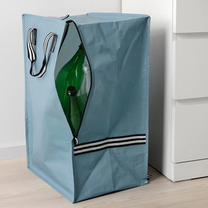 Large zipper storage <b>bag</b> custom size heavy-duty <b>polypropylene</b> woven with adjustable travel handle - Product Image 5
