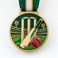 Médaille de récompense de cricket personnalisée en métal émaillé souple ou dur avec logo et taille sur mesure, avec ruban – Vente en gros fabricant