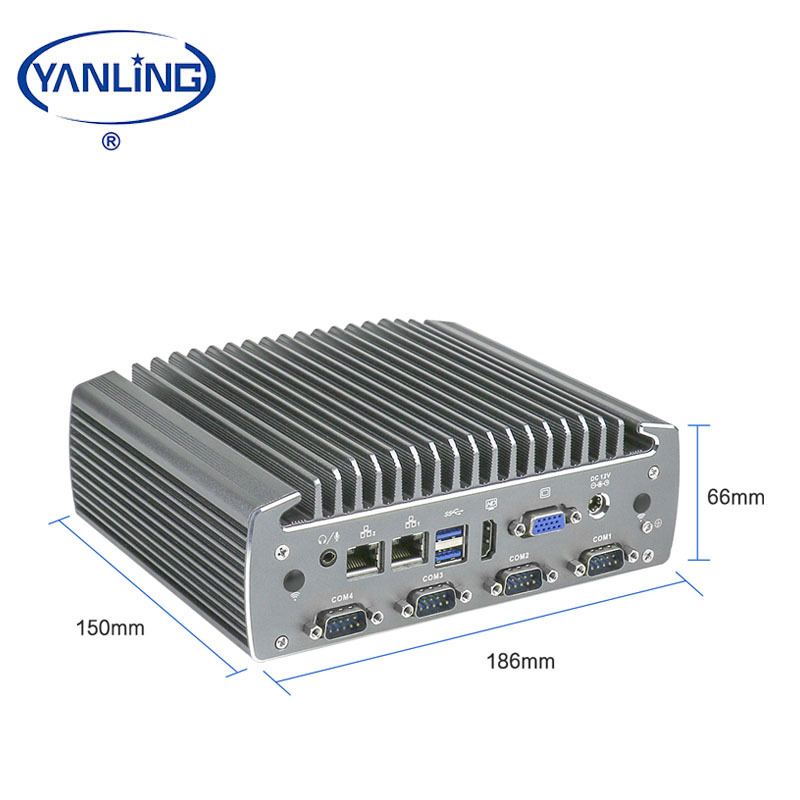 Barato mini pc industrial integrado computadora i5 6200U con 6 puerto serie y 6 USB 2Lan