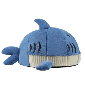 Nouveau design carré chat et petit chien lit chaud mignon nid en forme de requin avec grotte semi-fermée doux en peluche fausse fourrure mousse matériel - Product Image 2