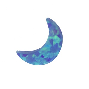 Opali bianchi sintetici all'ingrosso 7x10mm Half Moon Blue Opal Bead Moon Shape - Product Image 3