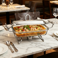 Chauffe-Plat de Luxe pour Traiteur, Ensemble Buffet Moderne Doré 2L/3L Alimenté au Carburant